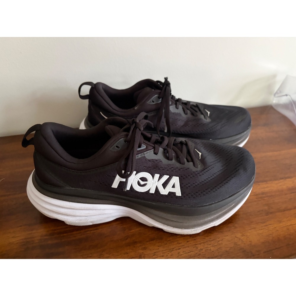 Hoka One One Bondi 8 Black/White Running Shoes Women's Size 10 Wide